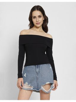 American Eagle - Women Black Long-Sleeve Off-The-Shoulder Top