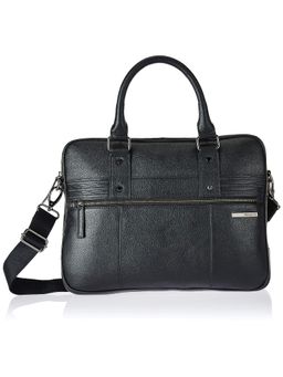 Samsonite - Leather Messenger Bag Esquire Unisex Softsided 9.5 Liters Black