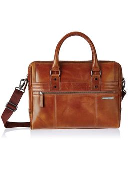 Samsonite - Leather Messenger Bag Esquire Unisex Softsided 11.5 Liters Cognac