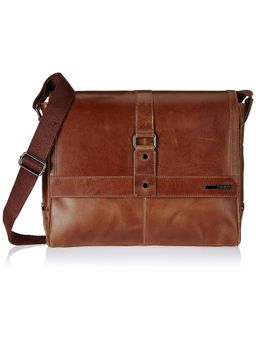 Samsonite - Leather Messenger Bag Esquire Unisex Softsided Cognac