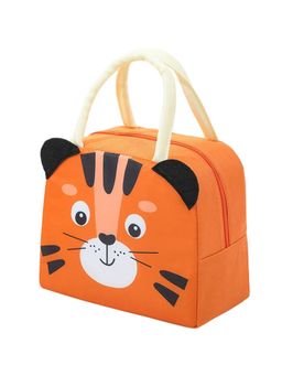 House of Quirk - Insulated Reusable Lunch Bag Printed Lunch Bags For Office Outdoor Picnic (Orange)