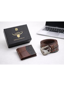 Celtic - Designer Belt Contemporary Premium Leather Wallet Gift Set