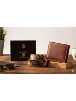 Celtic - Handcrafted Leather Wallet Trendy Printed Belt Gift Set