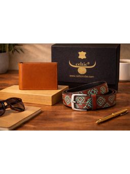 Celtic - Men’S Leather Wallet with Printed Belt Gift Set