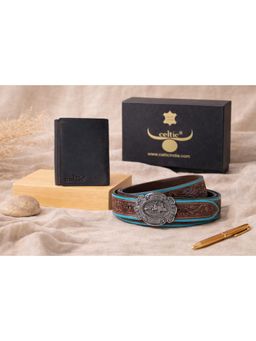 Celtic - Premium Handcrafted Leather Wallet Belt Combo Men’S Luxury Gift Set