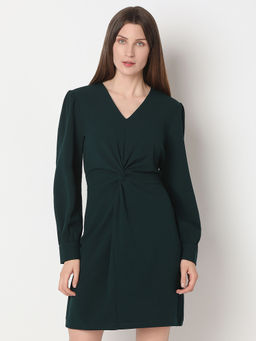 VERO MODA - Dark Green Mini Dress