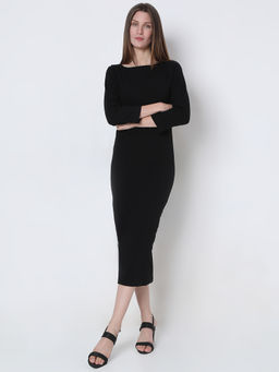 VERO MODA - Black Knitted Midi Dress