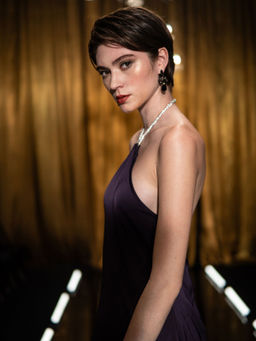 RAREISM - Setar Purple Solid Flared Mini Dress