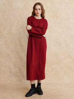 RAREISM - Zarene Maroon Solid Regular Midi Dress
