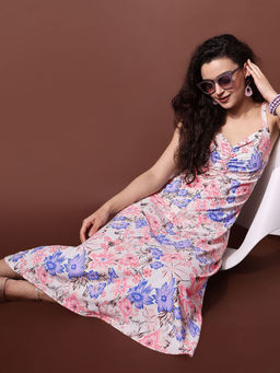 PURVAJA - Floral Printed White Dress