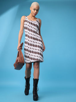PURVAJA - Printed Off White Bodycon Mini Dress