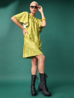 PURVAJA - Printed Green Ruffle Dress