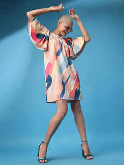 PURVAJA - Printed Multi-Color Ruffle Dress