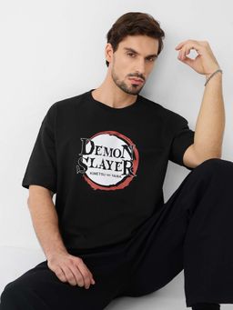 The Souled Store - Official Demon Slayer: Logo Men Oversized T-Shirt