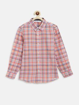 Campana - Boys Wilson Cotton Full Sleeve Check Shirt - Orange & Multicolour