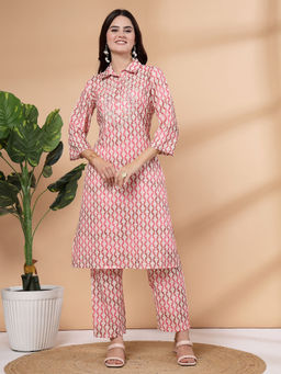 Nayam by lakshita - Pink Printed A-Line Kurta with Pant (Set of 2)