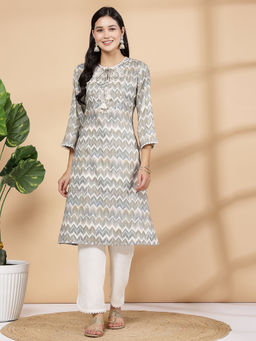 Nayam by lakshita - Women Green Zig Zag Printed Kurta with Pant (Set of 2)