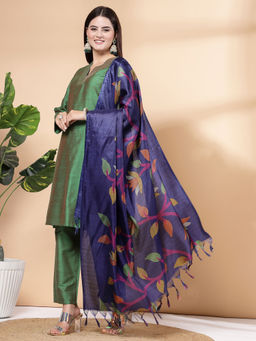 Nayam by lakshita - Women Green Solid A-Line Kurta with Pant and Dupatta (Set of 3)