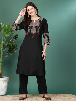 Nayam by lakshita - Black Printed Kurta with Pant (Set of 2)