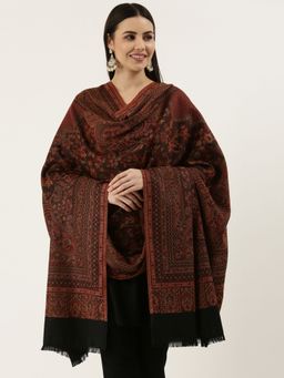 Pashmoda - Women Black Woven Design Jamawar Shawl