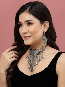 PANASH - Silver Plated Oxidised Jewellery Set