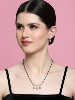 PANASH - Gold Plated Cz Studded & Beaded Mangalsutra Set