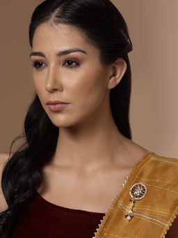 PANASH - Gold Plated Beaded Kundan Studded Brooch