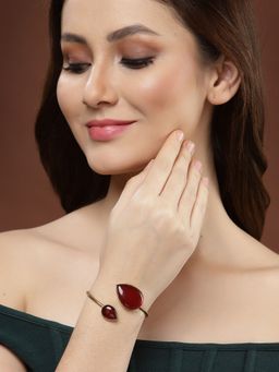 PANASH - Gold Plated Stone Studded Handcrafted Bangle Style Bracelet