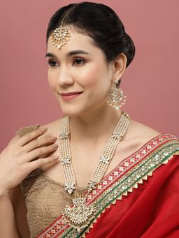 PANASH - Gold Plated Kundan Stone Studded & Pearl Layered Jewellery Set