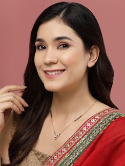 PANASH - Gold Plated Cz Studded & Beaded Mangalsutra