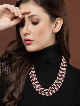 PANASH - Red & White Handcrafted Necklace