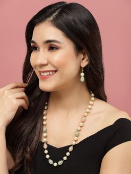 PANASH - Gold Plated Artificial Stones and Beads Studded Jewellery Set