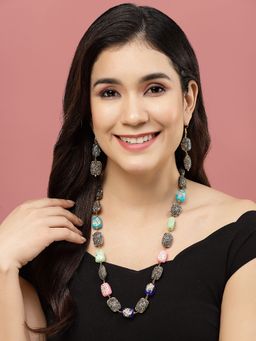 PANASH - Gold Plated Stone Studded Jewellery Set