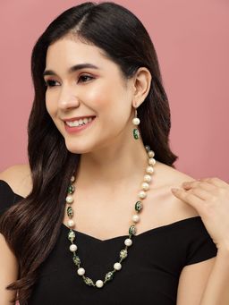 PANASH - Gold Plated Pearl & Stone Studded Jewellery Set