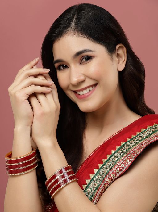 PANASH Set of 26 Gold Plated Ad Studded Bangles