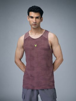 Technosport - Men Jacquard Slim Fit Round Neck Sports Vest Tank