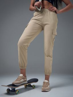 Technosport - Women Slim Fit Solid Cargo Joggers