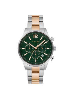 Obaku - Skov Chronograph Green Round Dial Men Watch - V205GUCESH