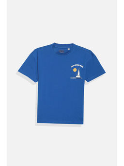 Allen Solly - Boys Blue Regular Fit Graphic Print Round Neck T-Shirt