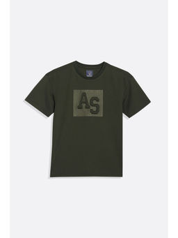 Allen Solly - Boys Olive Graphic Print Crew Neck T-Shirt