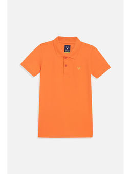 Allen Solly - Boys Orange Solid Polo Neck T-Shirt
