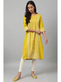 W - Yellow Floral Kurta