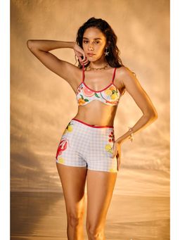 Lea Clothing - Multi Colored Printed Bikini Top and Bikini Short