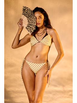 Lea Clothing - Beige Polka Dot Bikini Top and Bikini Bottom
