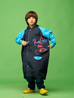 ZEEL - Spiderman Protector Boys Deep Navy Blue Raincoat