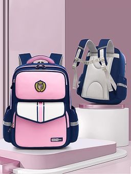 Little Surprise Box - Navy & Pink LSB Monogram kids School Backpack (6-10 Years)
