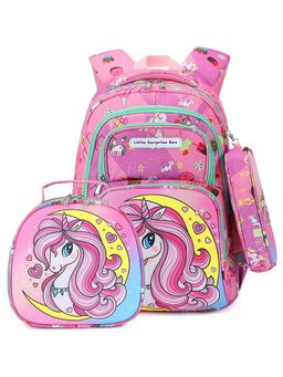 Little Surprise Box - 3Pcs Moonlit Unicorn Matching Backpack with Lunch Bag & Pouch (5-9 Years)
