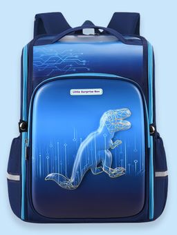 Little Surprise Box - Shimmer Geometric Navy Blue Dino School Backpack for Kids (6-10 Years)