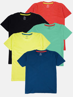 KiddoPanti - Boys Solid Half Sleeve Round Neck T-Shirts (Pack of 5)