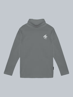 KiddoPanti - Grey Turtle Neck Full Sleeve T-Shirt